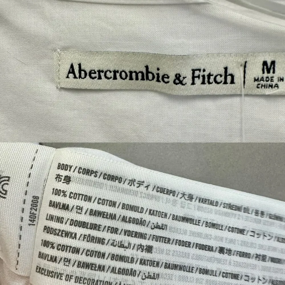 Abercrombie & Fitch Short-Sleeve Tie-Front‎ Top Solid White Size Medium NWT